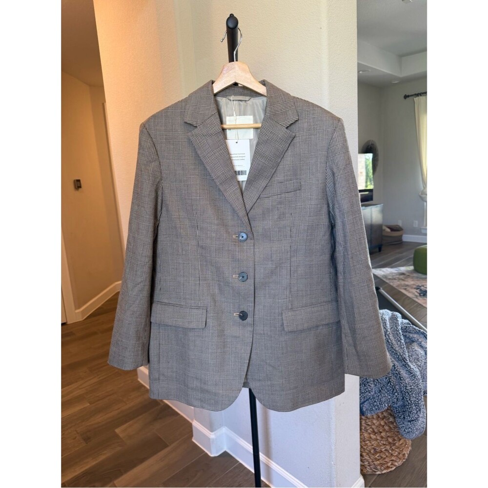 Everlane Gray Check Glen Plaid Wool Blend Oversized Blazer Size 4 NWT